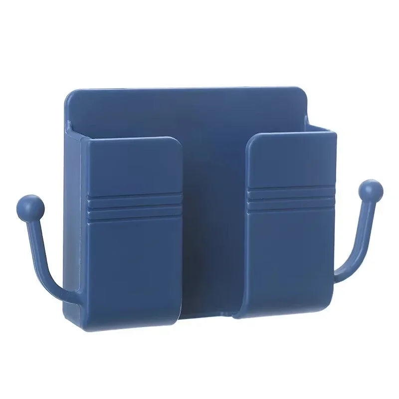1pc Wall Mount Phone Holder Self-Adhesive Wall Organizer Storage Box Plastic Charging Phone Stand Brackets No Punching Holders