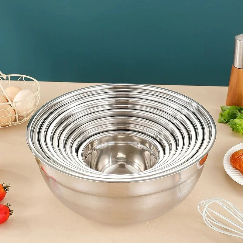 5pcs Set Stainless Steel Mixing Bowl with Lid - Rust-Resistant, Non-Slip Base, for Baking and Cooking, Kitchen Essentials