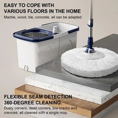 Mop And Bucket Set With Wringer Adjustable Handle Spinner Detachable Mop Bucket Set Wet Dry Floor Cleaning System Labor-Saving