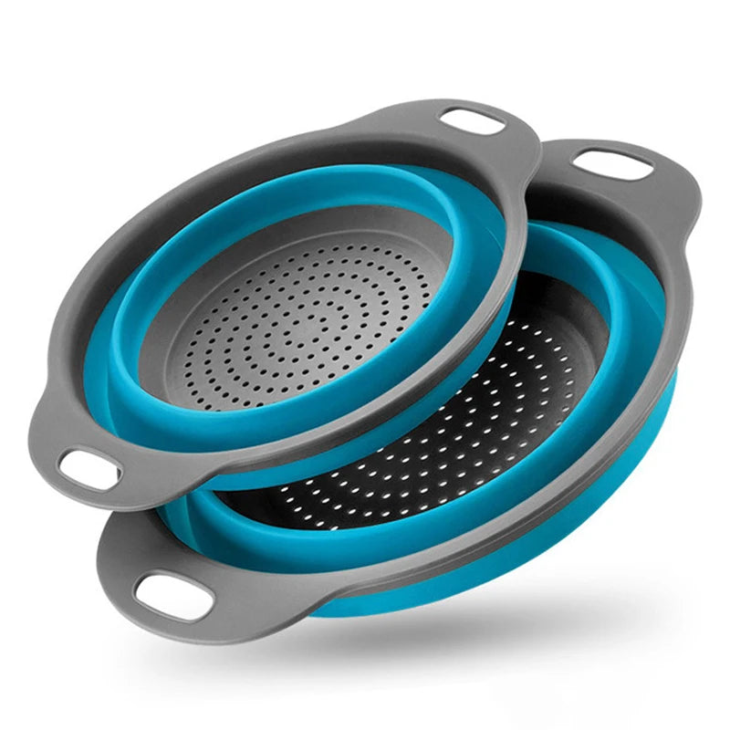 Drain Basket Silicone Vegetable Fruits Washing Drain Basket Folding Colander Strainer Collapsible Drainer Kitchen Tool Acetamide