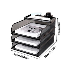 Desk Trays Metal Mesh Stackable File Desktop Organizer Document Holder Stackable Storage Rack For Students Notebook Book Drawer