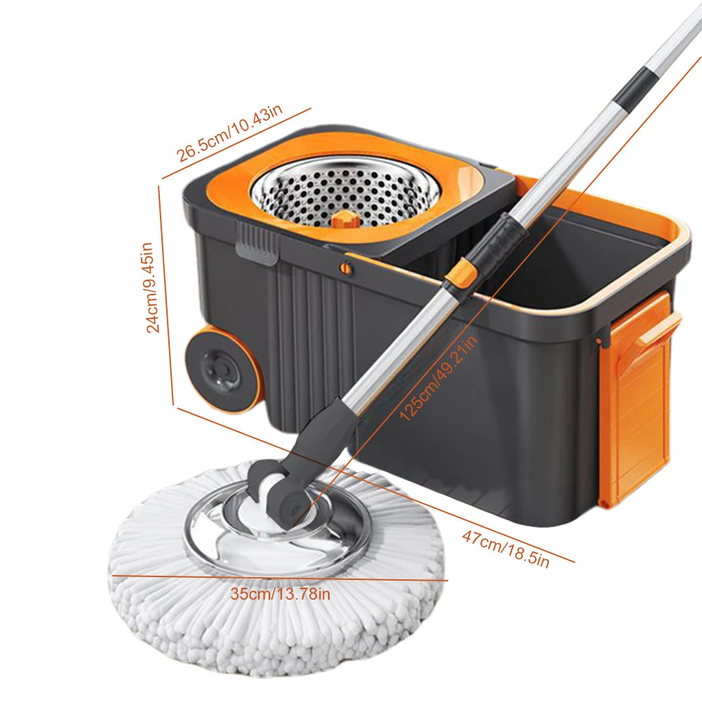 Spin Mop Bucket with 6 Extra Refills Heads Extended Handle Floor Cleaner Household Cleaning Automatic Spin Mop for Home Cleaning