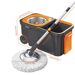 Spin Mop Bucket with 6 Extra Refills Heads Extended Handle Floor Cleaner Household Cleaning Automatic Spin Mop for Home Cleaning