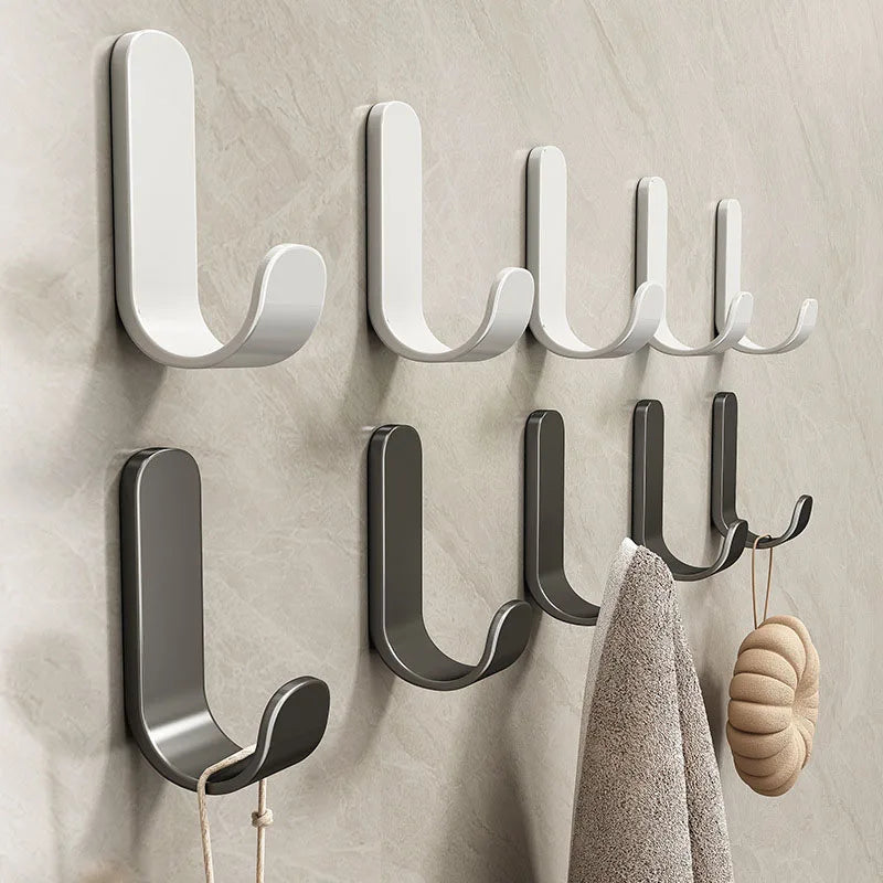 Self Adhesive Strong Wall Hooks Towel Hook Door Hanger Key Bag Coat Hook Holder Kitchen Bathroom Accessories Home Organizer