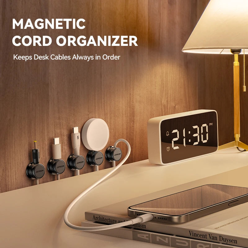 Joyroom 9 Pcs Cable Management Cord Organizer Magnetic Cable Clips Adhesive Wire Holder Keeper Under Desk Cord Hider JR-ZS468