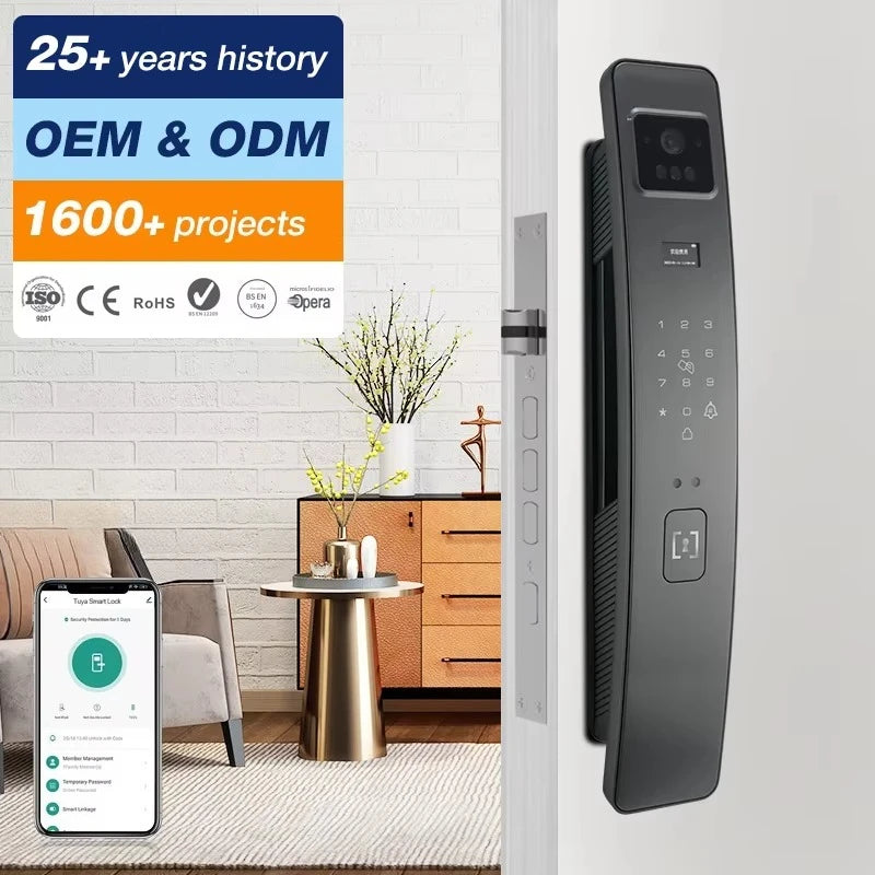 3D Face Recognition Digital Security Smart Door LockAutomatic App Remote Control Wifi Aluminum Key Security