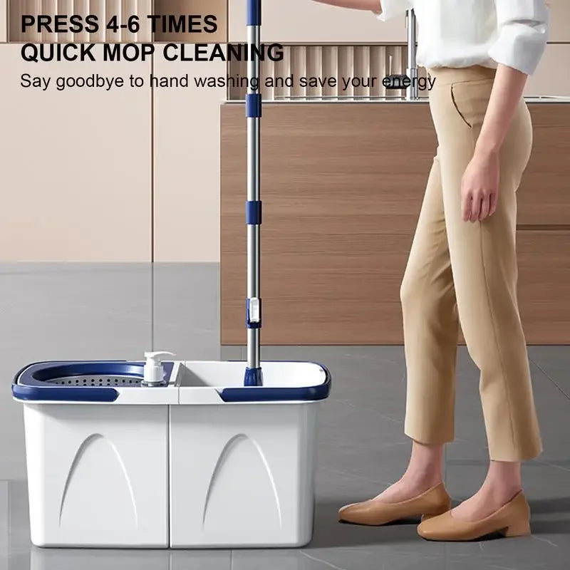 Mop And Bucket Set With Wringer Adjustable Handle Spinner Detachable Mop Bucket Set Wet Dry Floor Cleaning System Labor-Saving
