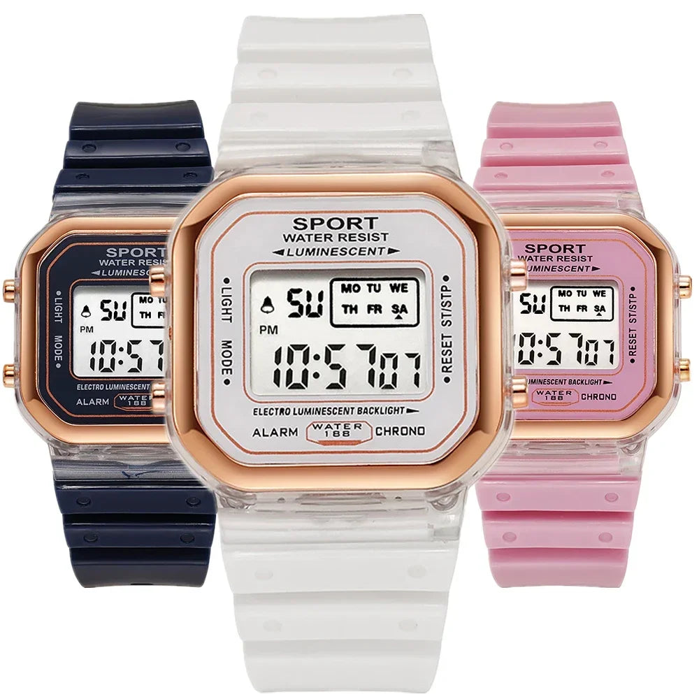 Fashion LED Electronic Watch Brand Student Transparent Candy Multicolor Ladies Sports Waterproof Wirstwatch Clock Gift Relógio