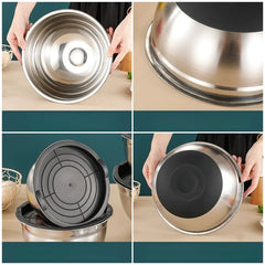 5pcs Set Stainless Steel Mixing Bowl with Lid - Rust-Resistant, Non-Slip Base, for Baking and Cooking, Kitchen Essentials