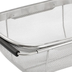 Kitchen Supply Over The Sink Deep Well Oval Stainless Steel Colander Fine Mesh W/ Extendable Handle