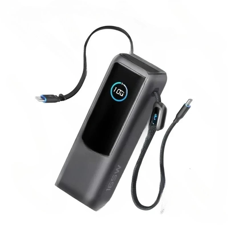 165W Dual C-Line Telescopic Fast Charging Portable Power Bank High-Power Mobile Charger with CompartmentGoods in stock
