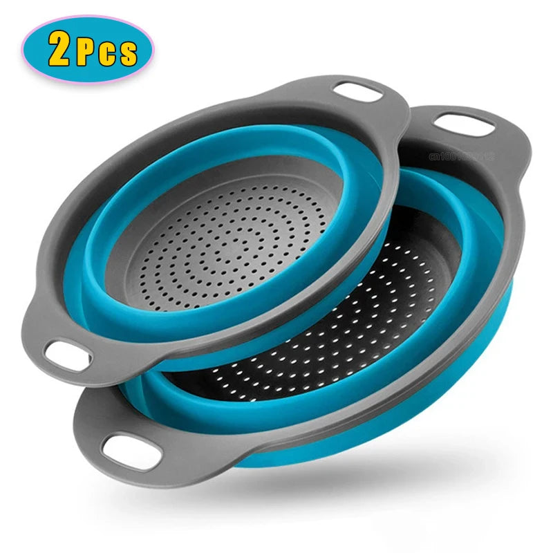 Drain Basket Silicone Vegetable Fruits Washing Drain Basket Folding Colander Strainer Collapsible Drainer Kitchen Tool Acetamide
