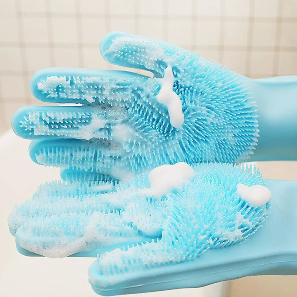 Pet Grooming Cleaning Gloves Dog Cat Bathing Shampoo Glove Scrubber Magic Dishwashing Cleanner Sponge Silicon Hair Removal Glove